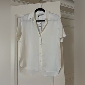 Zara brand new white silky short sleeve blouse.